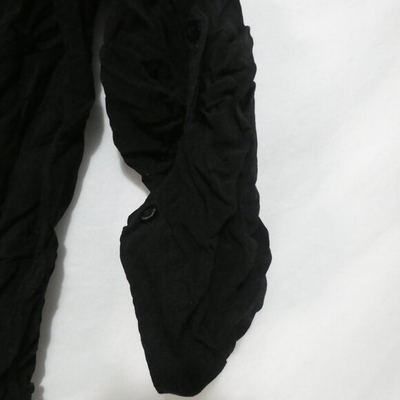 MAJORA | large | Black Button-Up Shirt | Scrunched Roll Tab Sleeves | Pockets - Picture 16 of 16